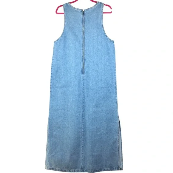 Vtg Sunshine Apparel cottagecore Denim Y2K Floral Embroidered maxi dress size M - Picture 2 of 8